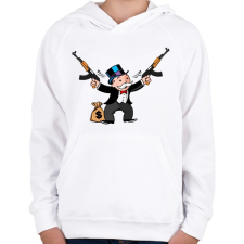 PRINTFASHION Monopoly+ kalasnyikov - Gyerek kapucnis pulóver - Fehér gyerek pulóver, kardigán