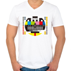 PRINTFASHION Monoscope 2 - Férfi V-nyakú póló - Fehér