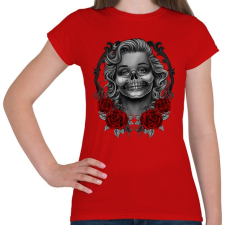 PRINTFASHION Monroses Skull - Női póló - Piros női póló
