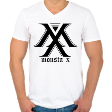 PRINTFASHION monsta x - Férfi V-nyakú póló - Fehér férfi póló