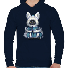 PRINTFASHION Monster Hunter Palico - Férfi kapucnis pulóver - Sötétkék