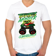 PRINTFASHION Monster Teknős - Férfi V-nyakú póló - Fehér