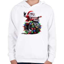 PRINTFASHION Monster Truck rocker mikulás  - Gyerek kapucnis pulóver - Fehér gyerek pulóver, kardigán