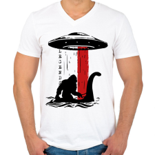 PRINTFASHION Monsters - Férfi V-nyakú póló - Fehér férfi póló