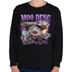 PRINTFASHION Moo Deng - Gyerek pulóver - Fekete