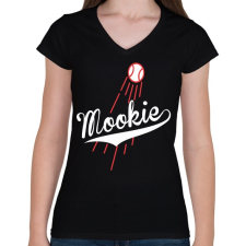 PRINTFASHION Mookie Redsox - Női V-nyakú póló - Fekete női póló
