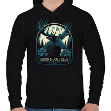 PRINTFASHION Moon Moose Club - reindeer - Férfi kapucnis pulóver - Fekete férfi pulóver, kardigán