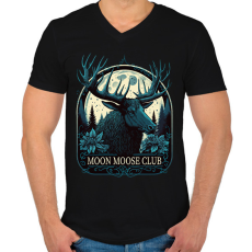 PRINTFASHION Moon Moose Club - reindeer - Férfi V-nyakú póló - Fekete