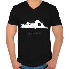 PRINTFASHION Moooooody - Férfi V-nyakú póló - Fekete férfi póló