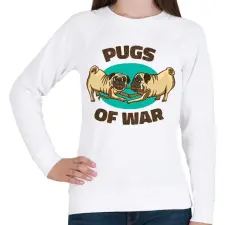 PRINTFASHION Mopsz csata - Női pulóver - Fehér női pulóver, kardigán