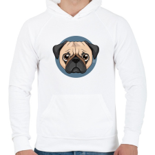PRINTFASHION Mopsz - Férfi kapucnis pulóver - Fehér férfi pulóver, kardigán