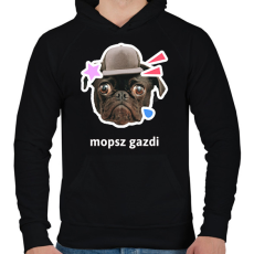 PRINTFASHION mopsz gazdi 2 - Férfi kapucnis pulóver - Fekete