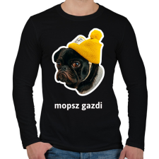 PRINTFASHION mopsz gazdi 4 - Férfi hosszú ujjú póló - Fekete férfi póló