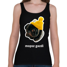 PRINTFASHION mopsz gazdi 4 - Női atléta - Fekete női trikó