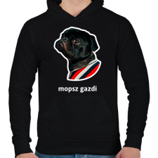 PRINTFASHION mopsz gazdi - Férfi kapucnis pulóver - Fekete férfi pulóver, kardigán
