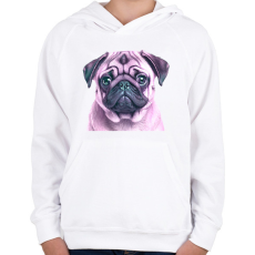 PRINTFASHION mopsz - Gyerek kapucnis pulóver - Fehér