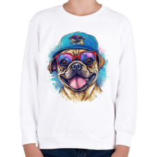 PRINTFASHION Mopsz - Gyerek pulóver - Fehér