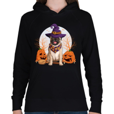 PRINTFASHION Mopsz halloween - Női kapucnis pulóver - Fekete