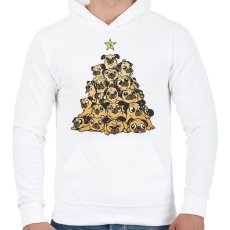 PRINTFASHION Mopsz karácsonyfa - Férfi kapucnis pulóver - Fehér