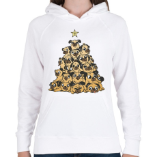 PRINTFASHION Mopsz karácsonyfa - Női kapucnis pulóver - Fehér
