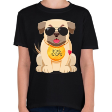 PRINTFASHION Mopsz kutya - Gyerek póló - Fekete gyerek póló