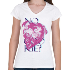 PRINTFASHION Mopsz - Nincs süti? - Női V-nyakú póló - Fehér női póló
