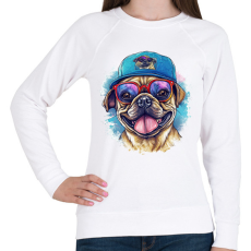 PRINTFASHION Mopsz - Női pulóver - Fehér