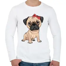 PRINTFASHION Mopsz piros masnival - Férfi hosszú ujjú póló - Fehér férfi póló