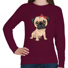 PRINTFASHION Mopsz piros masnival - Női pulóver - Bordó