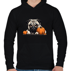 PRINTFASHION mopsz tökkel - Férfi kapucnis pulóver - Fekete
