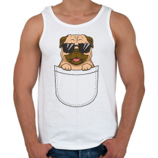 PRINTFASHION Mopsz zsebminta - Férfi atléta - Fehér