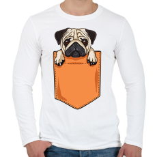 PRINTFASHION Mopsz zsebminta - Férfi hosszú ujjú póló - Fehér