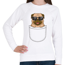 PRINTFASHION Mopsz zsebminta - Női pulóver - Fehér