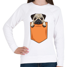 PRINTFASHION Mopsz zsebminta - Női pulóver - Fehér női pulóver, kardigán