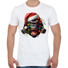 PRINTFASHION Morcos karácsonyi party gorilla - Férfi póló - Fehér