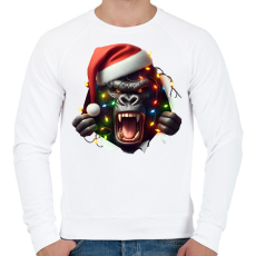PRINTFASHION Morcos karácsonyi party gorilla - Férfi pulóver - Fehér