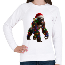 PRINTFASHION Morcos karácsonyi party gorilla - Női pulóver - Fehér női pulóver, kardigán