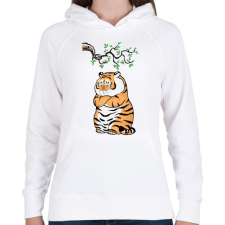 PRINTFASHION morcos tigris - Női kapucnis pulóver - Fehér női pulóver, kardigán
