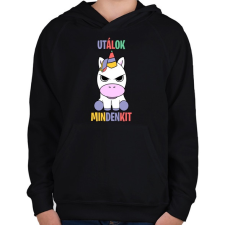 PRINTFASHION Morcos unikornis - Gyerek kapucnis pulóver - Fekete gyerek pulóver, kardigán