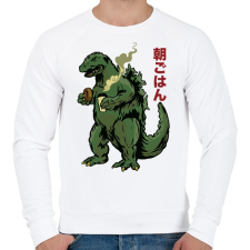 PRINTFASHION Morning Godzilla - Férfi pulóver - Fehér férfi pulóver, kardigán