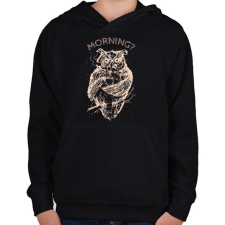 PRINTFASHION Morning? - Gyerek kapucnis pulóver - Fekete gyerek pulóver, kardigán