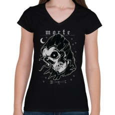 PRINTFASHION Morte - Női V-nyakú póló - Fekete