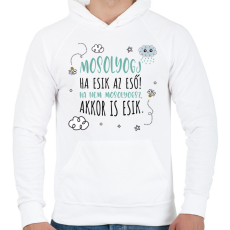 PRINTFASHION Mosolyogj ha esik az eső - Férfi kapucnis pulóver - Fehér