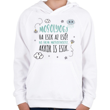 PRINTFASHION Mosolyogj ha esik az eső - Gyerek kapucnis pulóver - Fehér gyerek pulóver, kardigán
