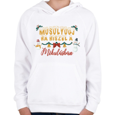 PRINTFASHION Mosolyogj, ha hiszel - Gyerek kapucnis pulóver - Fehér gyerek pulóver, kardigán