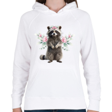 PRINTFASHION Mosómaci virágokkal - Női kapucnis pulóver - Fehér női pulóver, kardigán