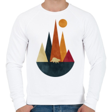 PRINTFASHION Mosómedve és hegyek - Férfi pulóver - Fehér