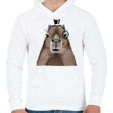 PRINTFASHION Mösziő Capybara - Férfi kapucnis pulóver - Fehér férfi pulóver, kardigán