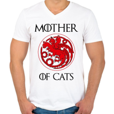 PRINTFASHION Mother of Cats - Férfi V-nyakú póló - Fehér