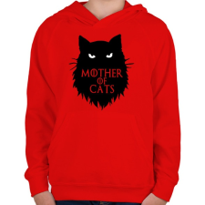 PRINTFASHION Mother of cats  - Gyerek kapucnis pulóver - Piros gyerek pulóver, kardigán